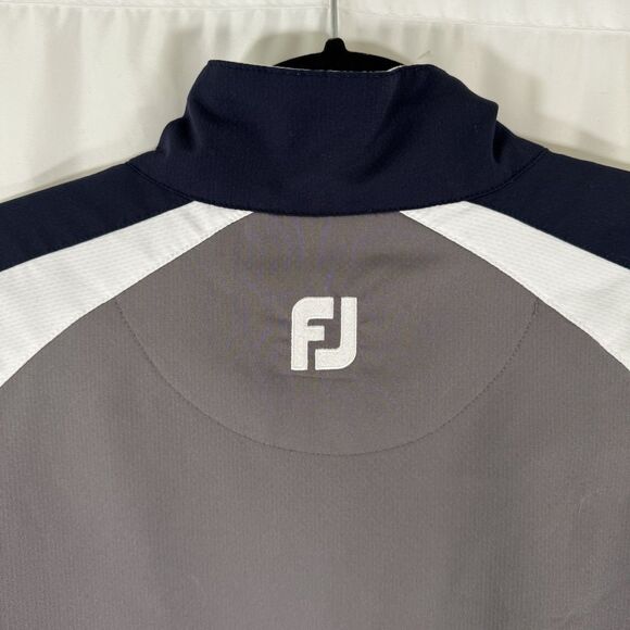 Footjoy Golf Jacket Men's Medium Grey Short Sleeve Zip Pockets 1/4 Zip Nicholas - Picture 12 of 12